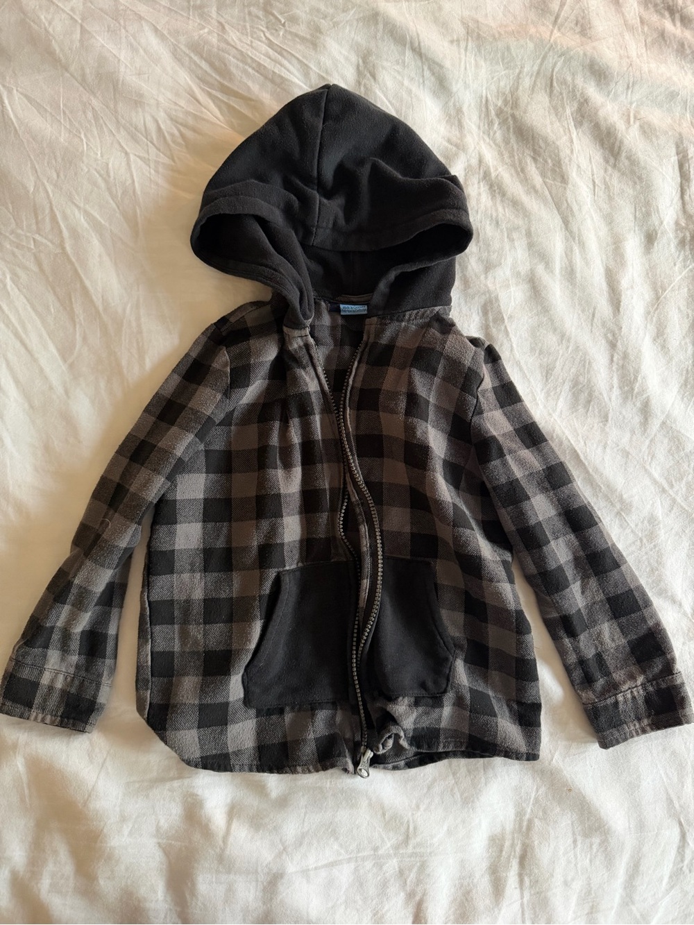 Andy & Evan Kids Hooded Zip Jacket - Black & Gray Plaid, size 4T